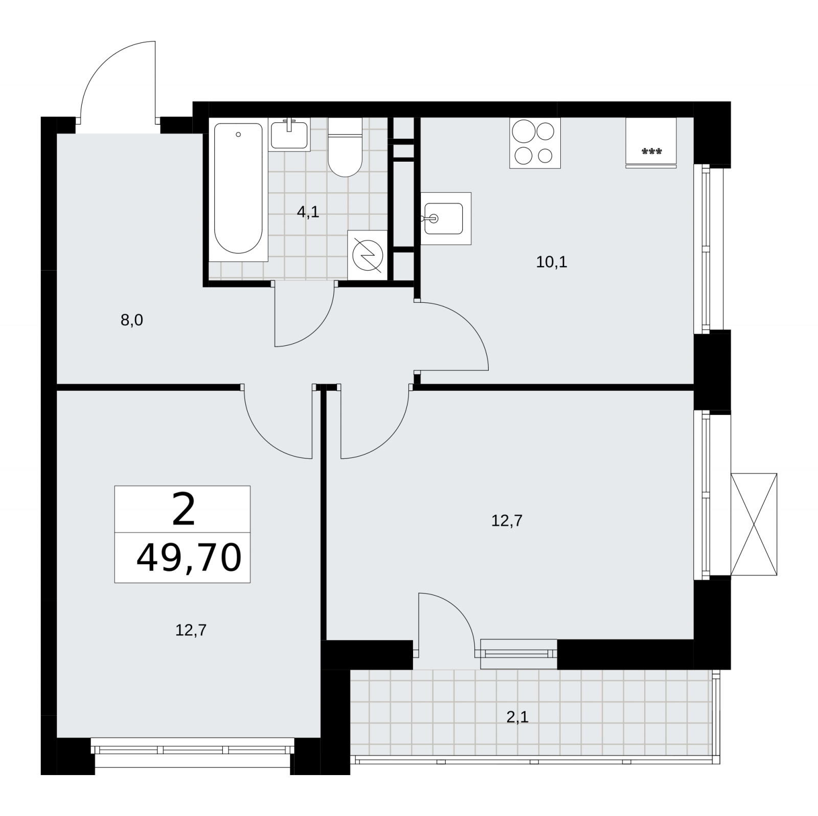 3-комнатная квартира в ЖК Скандинавия на 10 этаже в 4 секции. Сдача в 3 кв. 2025 г.