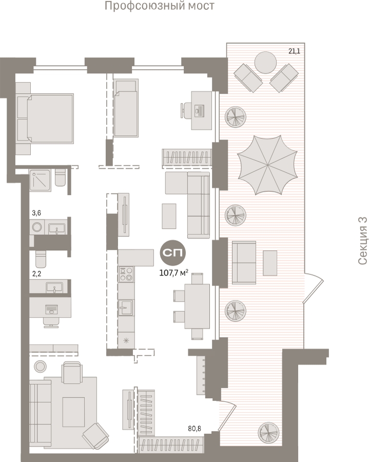1-комнатная квартира (Студия) в ЖК Апарт-комплекс Nakhimov на 6 этаже в 1 секции. Сдача в 1 кв. 2021 г.