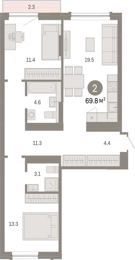 1-комнатная квартира (Студия) в ЖК Апарт-комплекс Nakhimov на 8 этаже в 1 секции. Сдача в 1 кв. 2021 г.