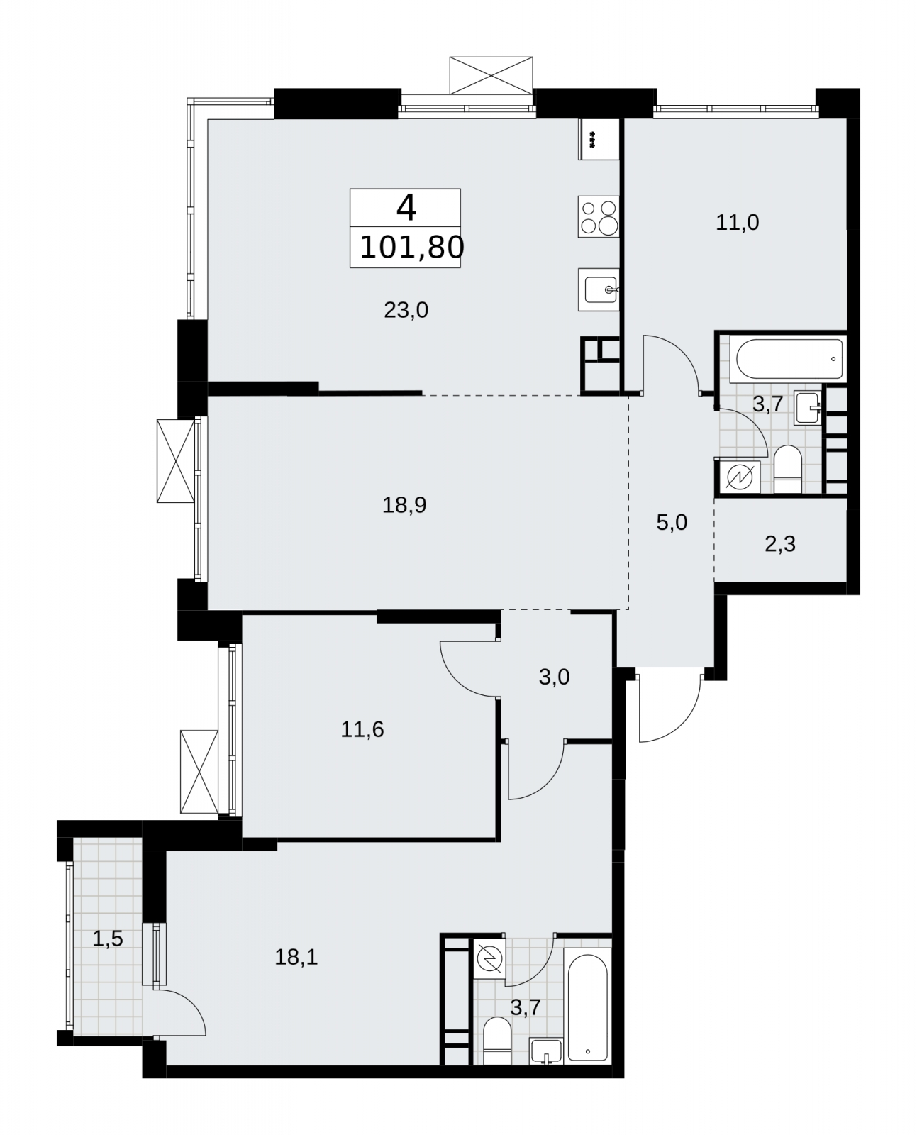 1-комнатная квартира (Студия) в ЖК Скандинавия на 12 этаже в 4 секции. Сдача в 3 кв. 2025 г.