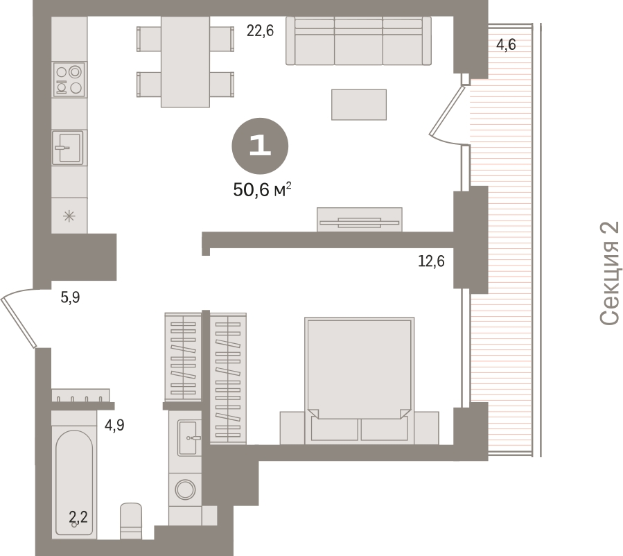 1-комнатная квартира (Студия) с отделкой в ЖК Аквилон ZALIVE на 3 этаже в 1 секции. Сдача в 4 кв. 2023 г.