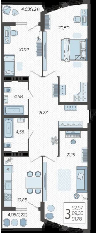 1-комнатная квартира (Студия) с отделкой в ЖК Аквилон ZALIVE на 8 этаже в 1 секции. Сдача в 4 кв. 2023 г.