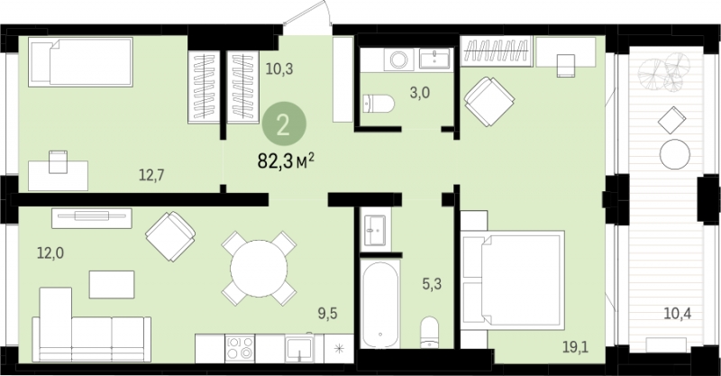 1-комнатная квартира (Студия) с отделкой в ЖК Просторная 7 на 32 этаже в 2 секции. Сдача в 3 кв. 2022 г.