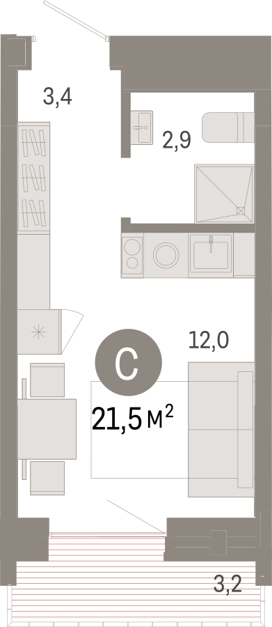 1-комнатная квартира с отделкой в ЖК CUBE на 6 этаже в 1 секции. Сдача в 2 кв. 2024 г.
