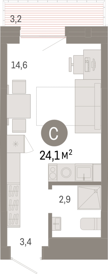 3-комнатная квартира с отделкой в ЖК Дом на Бардина на 24 этаже в 1 секции. Сдача в 4 кв. 2023 г.