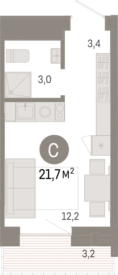 1-комнатная квартира с отделкой в ЖК CUBE на 10 этаже в 1 секции. Сдача в 2 кв. 2024 г.