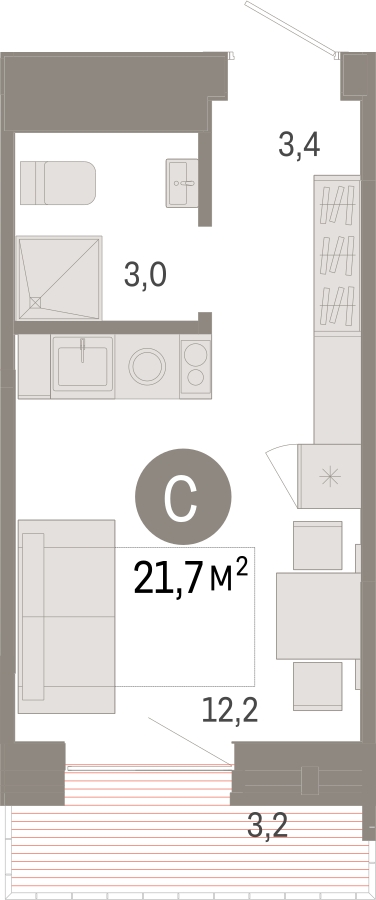 3-комнатная квартира с отделкой в ЖК Октябрьский на Туре на 4 этаже в 2 секции. Сдача в 2 кв. 2026 г.