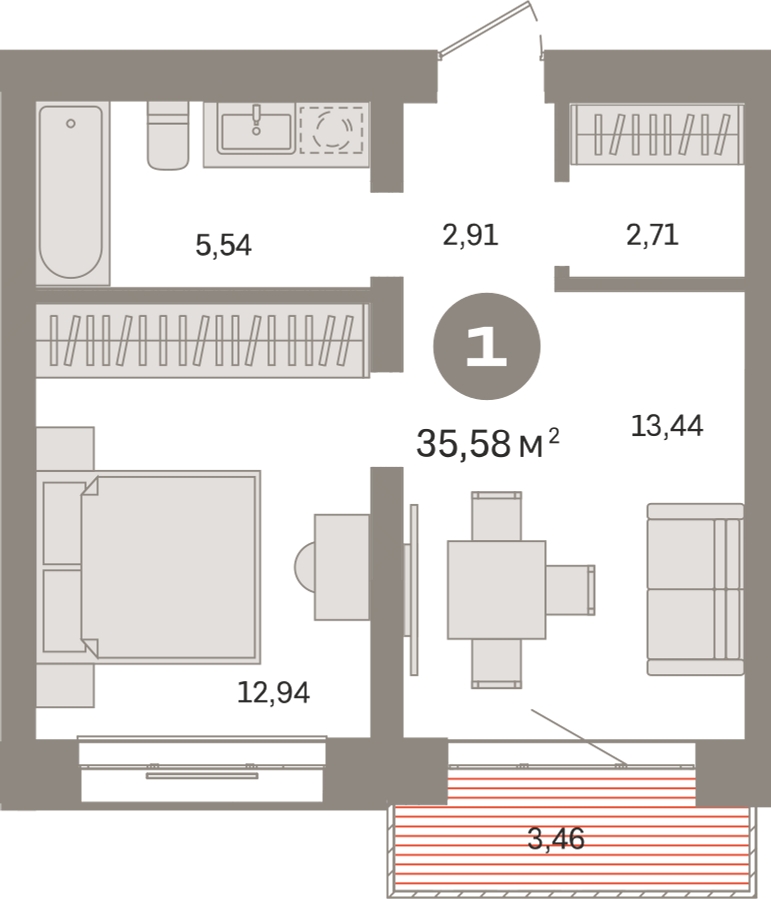 3-комнатная квартира с отделкой в ЖК CUBE на 18 этаже в 1 секции. Сдача в 4 кв. 2024 г.