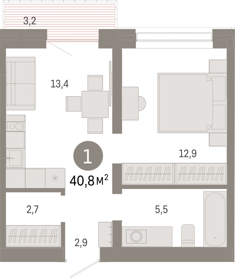 2-комнатная квартира в ЖК мой адрес На Вертолетчиков на 7 этаже в 1 секции. Дом сдан.