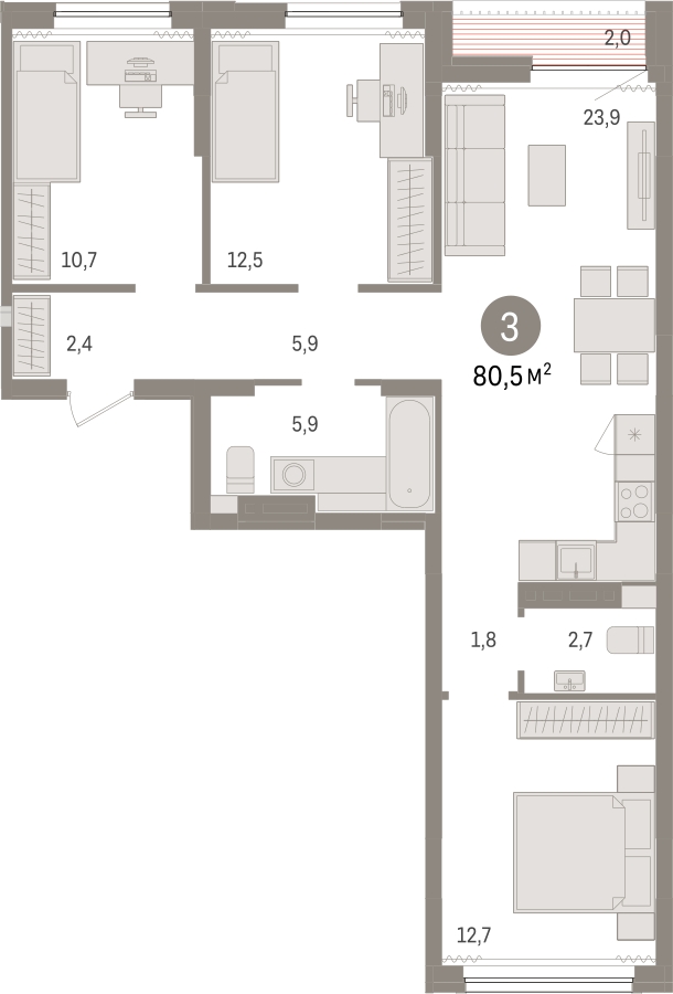 2-комнатная квартира в ЖК мой адрес На Вертолетчиков на 4 этаже в 1 секции. Дом сдан.