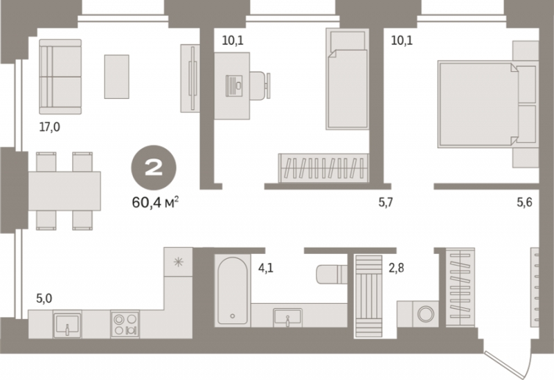 1-комнатная квартира (Студия) с отделкой в ЖК RedRock на 12 этаже в 1 секции. Сдача в 2 кв. 2024 г.