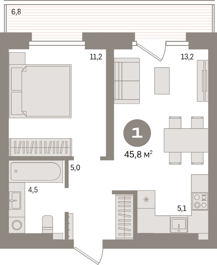 1-комнатная квартира (Студия) в ЖК CUBE на 10 этаже в 1 секции. Сдача в 4 кв. 2024 г.