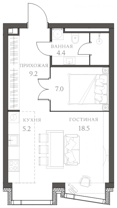 2-комнатная квартира с отделкой в ЖК Речной порт на 8 этаже в 4 секции. Сдача в 2 кв. 2025 г.