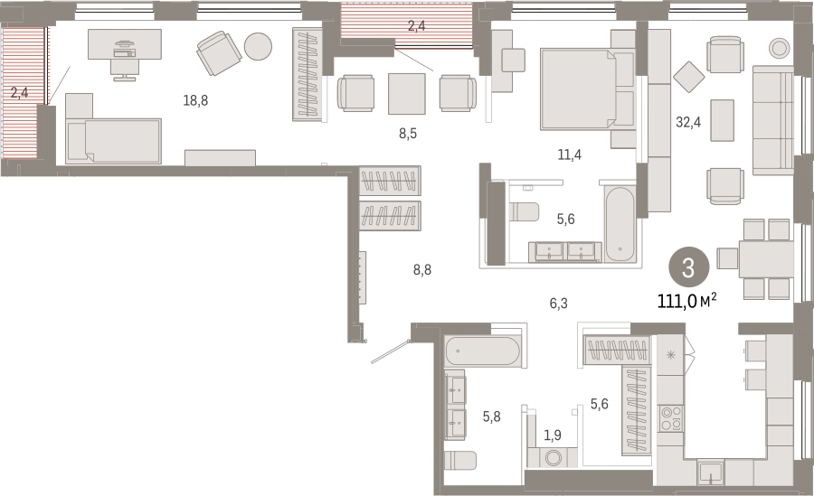2-комнатная квартира с отделкой в ЖК Волжский парк на 21 этаже в 2 секции. Сдача в 4 кв. 2023 г.