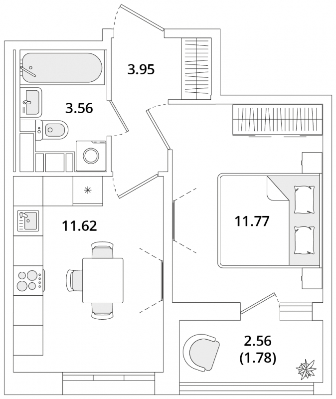 2-комнатная квартира с отделкой в ЖК Волжский парк на 13 этаже в 2 секции. Сдача в 4 кв. 2023 г.
