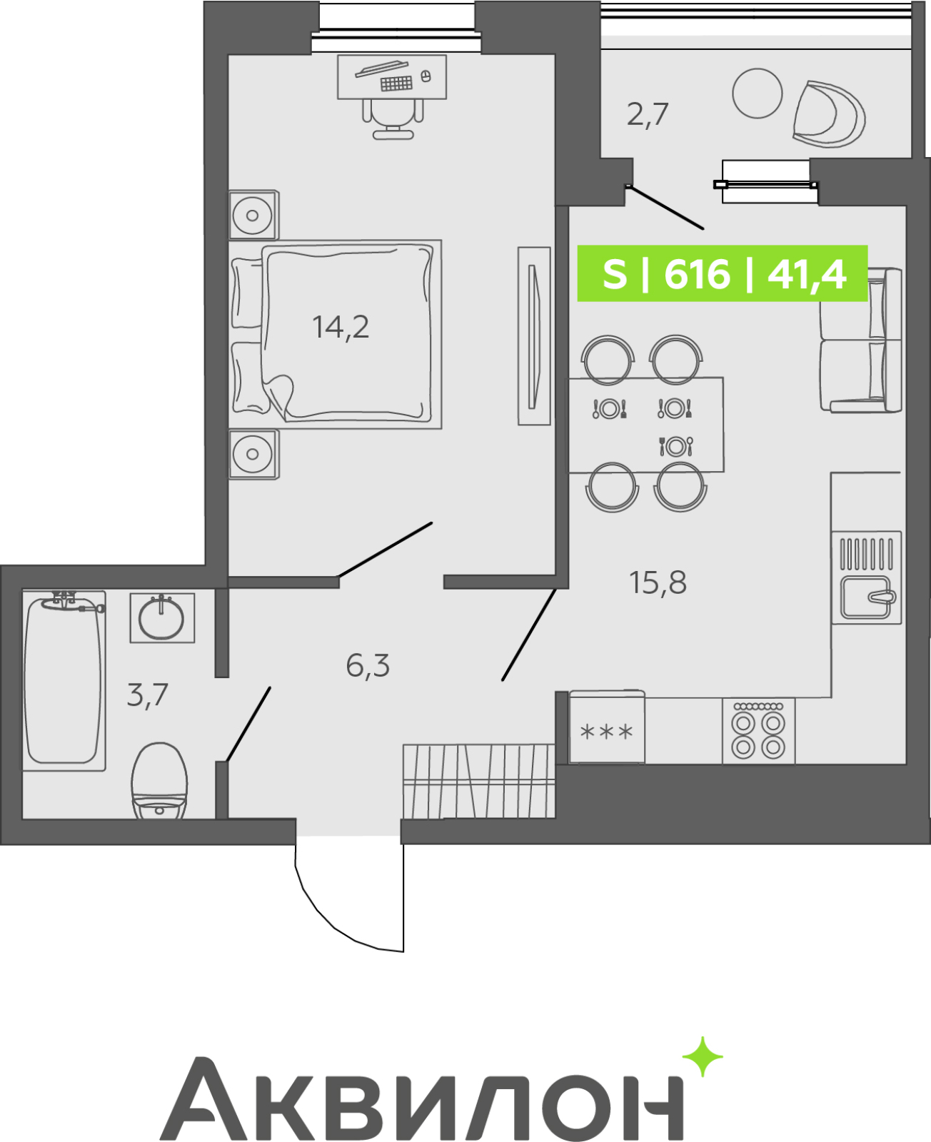 3-комнатная квартира с отделкой в ЖК CUBE на 8 этаже в 1 секции. Сдача в 4 кв. 2024 г.