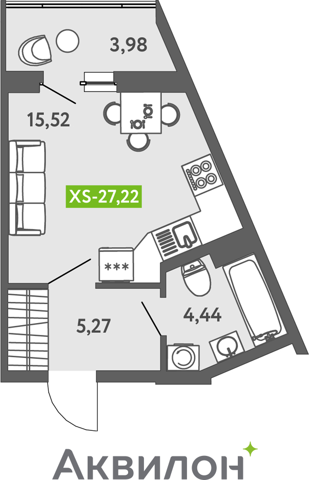 2-комнатная квартира с отделкой в ЖК Октябрьский на Туре на 7 этаже в 5 секции. Сдача в 2 кв. 2026 г.