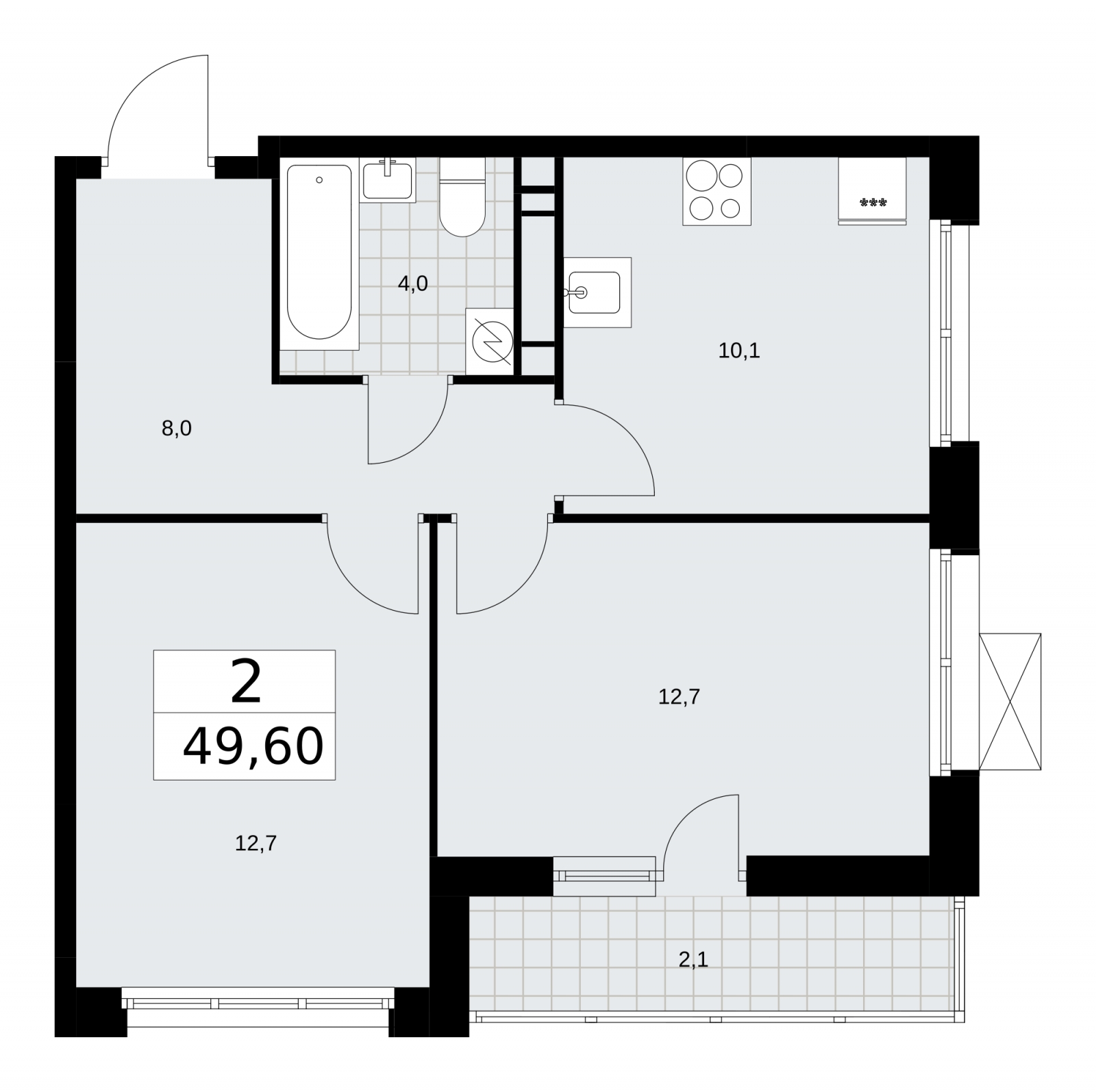 1-комнатная квартира (Студия) с отделкой в ЖК Скандинавия на 8 этаже в 1 секции. Сдача в 4 кв. 2025 г.