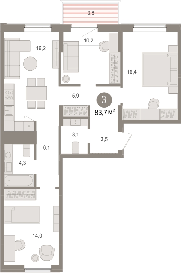 1-комнатная квартира в ЖК CUBE на 10 этаже в 1 секции. Сдача в 4 кв. 2024 г.
