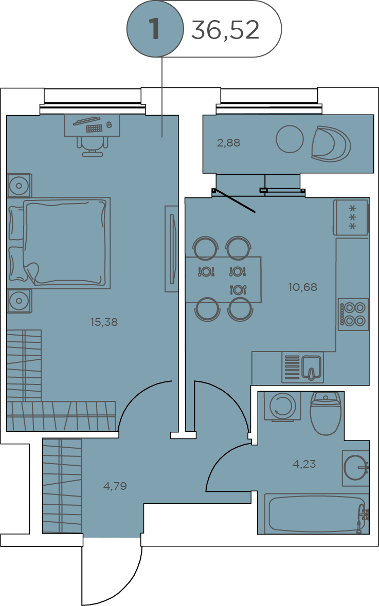 2-комнатная квартира с отделкой в ЖК Меридиан ЮГ на 12 этаже в 5 секции. Сдача в 4 кв. 2024 г.