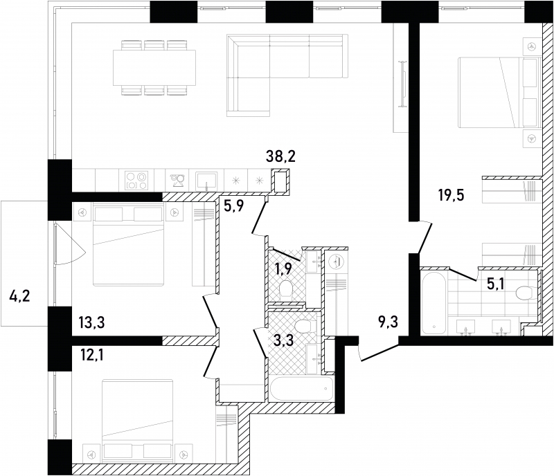 2-комнатная квартира с отделкой в ЖК ГОЛОС в центре города на 9 этаже в 1 секции. Сдача в 4 кв. 2025 г.