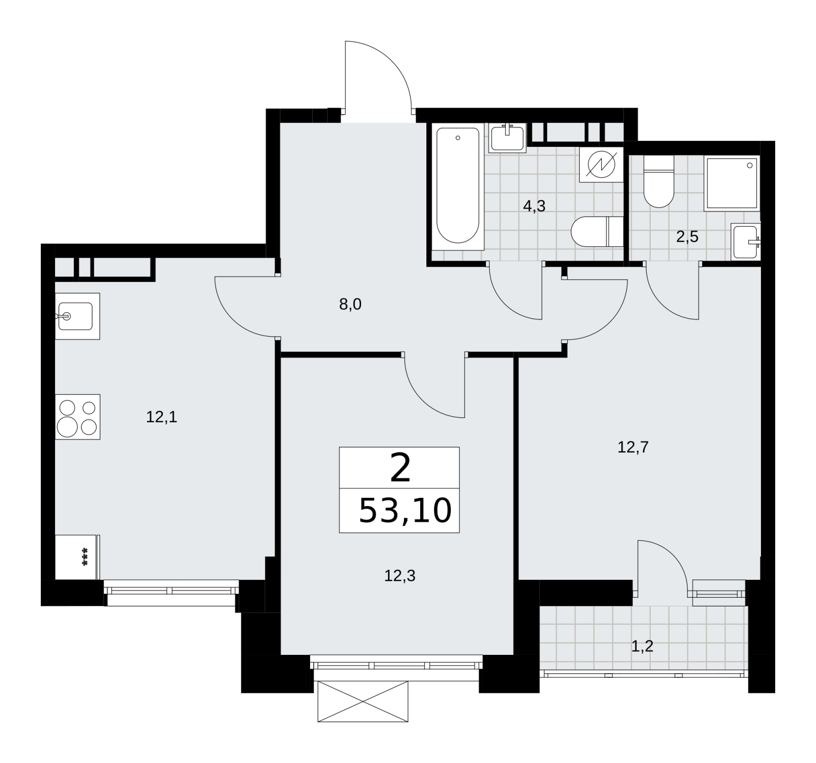 1-комнатная квартира в ЖК Скандинавия на 6 этаже в 1 секции. Сдача в 3 кв. 2025 г.