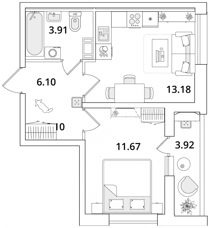 3-комнатная квартира с отделкой в ЖК AHEAD на 14 этаже в 1 секции. Сдача в 4 кв. 2024 г.