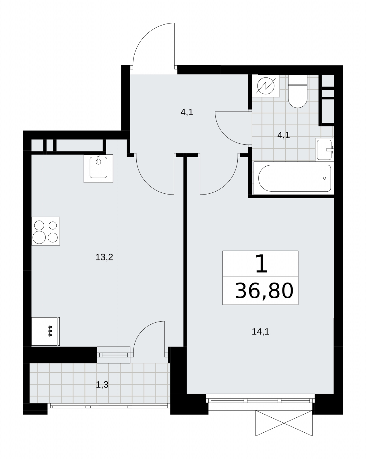3-комнатная квартира в ЖК Скандинавия на 5 этаже в 1 секции. Сдача в 3 кв. 2025 г.