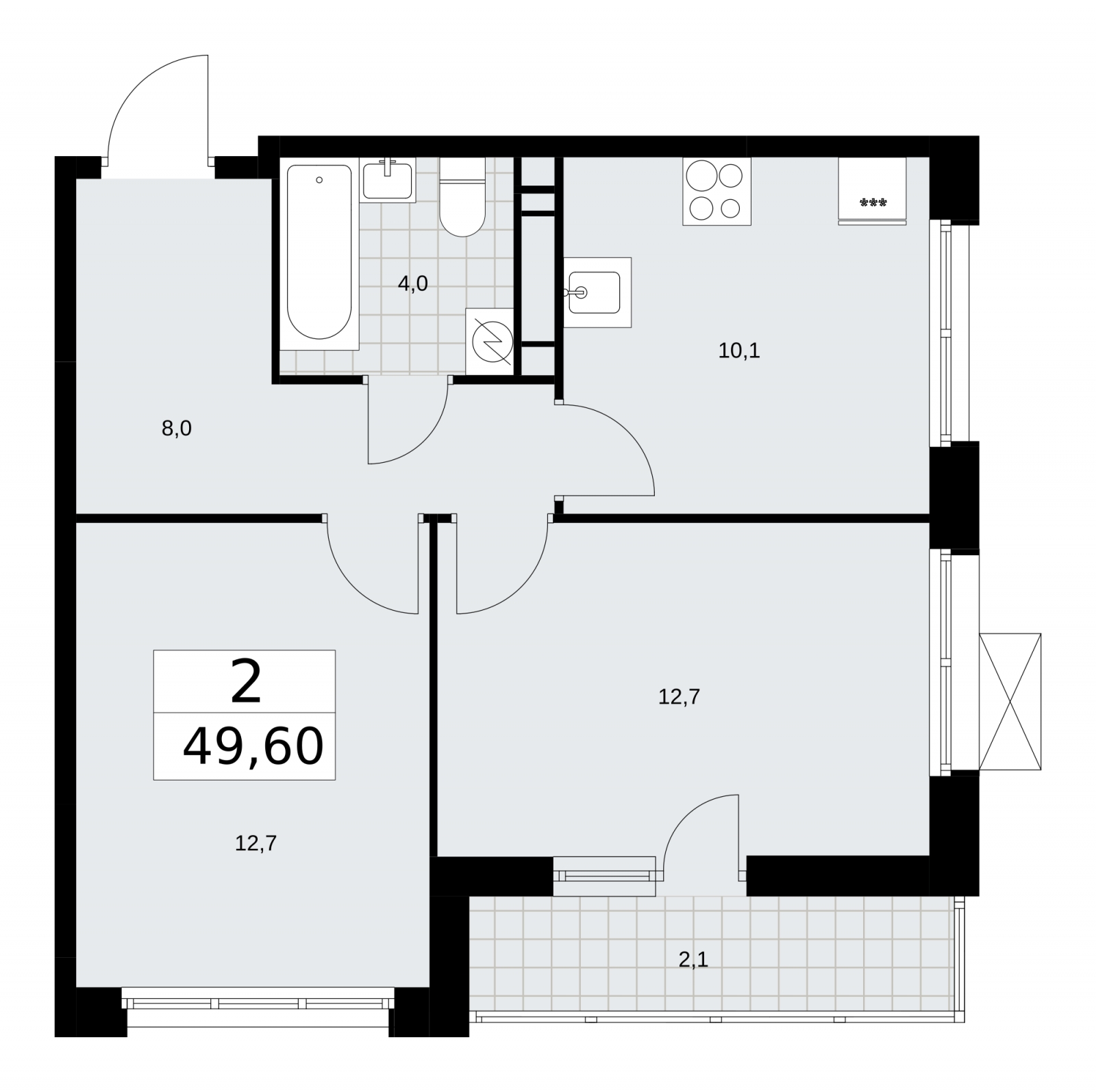 1-комнатная квартира в ЖК Скандинавия на 10 этаже в 1 секции. Сдача в 3 кв. 2025 г.
