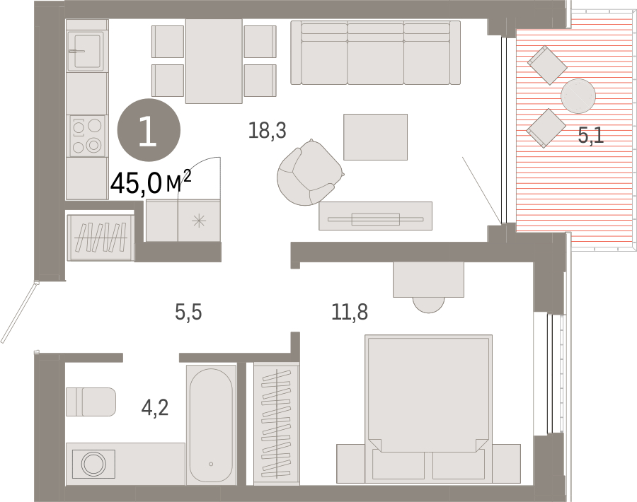 3-комнатная квартира в ЖК RiverSky на 27 этаже в 1 секции. Сдача в 4 кв. 2021 г.