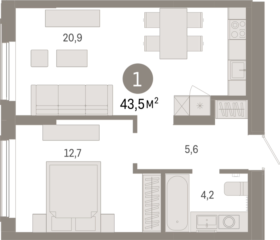 3-комнатная квартира с отделкой в ЖК RiverSky на 12 этаже в 2 секции. Сдача в 4 кв. 2021 г.