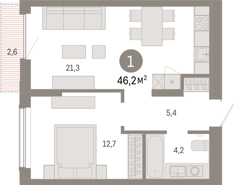 3-комнатная квартира в ЖК КутузовGRAD 2 на 3 этаже в 1 секции. Сдача в 2 кв. 2022 г.
