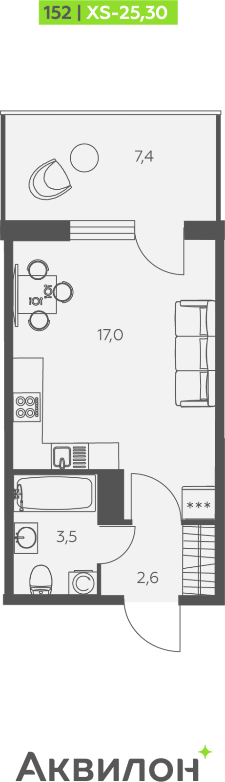 3-комнатная квартира в ЖК КутузовGRAD 2 на 4 этаже в 1 секции. Сдача в 2 кв. 2022 г.