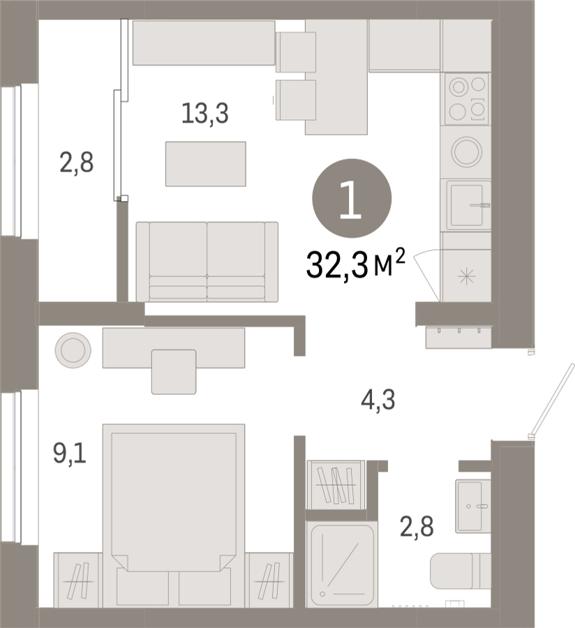 3-комнатная квартира в ЖК КутузовGRAD 2 на 3 этаже в 1 секции. Сдача в 2 кв. 2022 г.