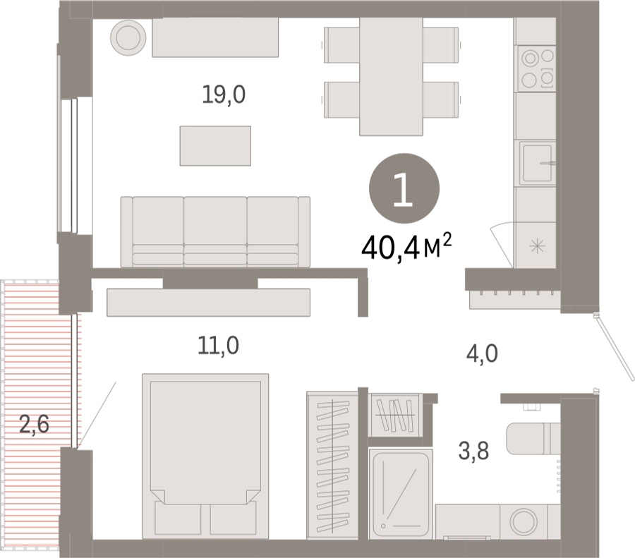 2-комнатная квартира в ЖК мой адрес На Вертолетчиков на 4 этаже в 1 секции. Дом сдан.