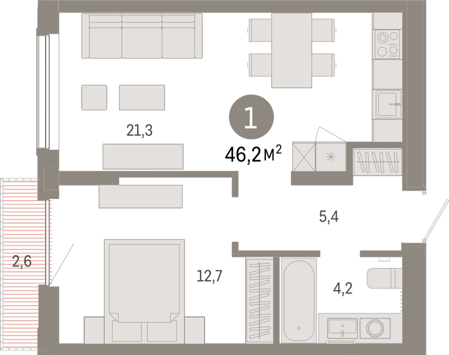 2-комнатная квартира в ЖК мой адрес На Вертолетчиков на 5 этаже в 1 секции. Дом сдан.