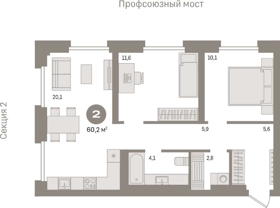 1-комнатная квартира с отделкой в ЖК Большая Академическая 85 на 18 этаже в 1 секции. Сдача в 4 кв. 2023 г.