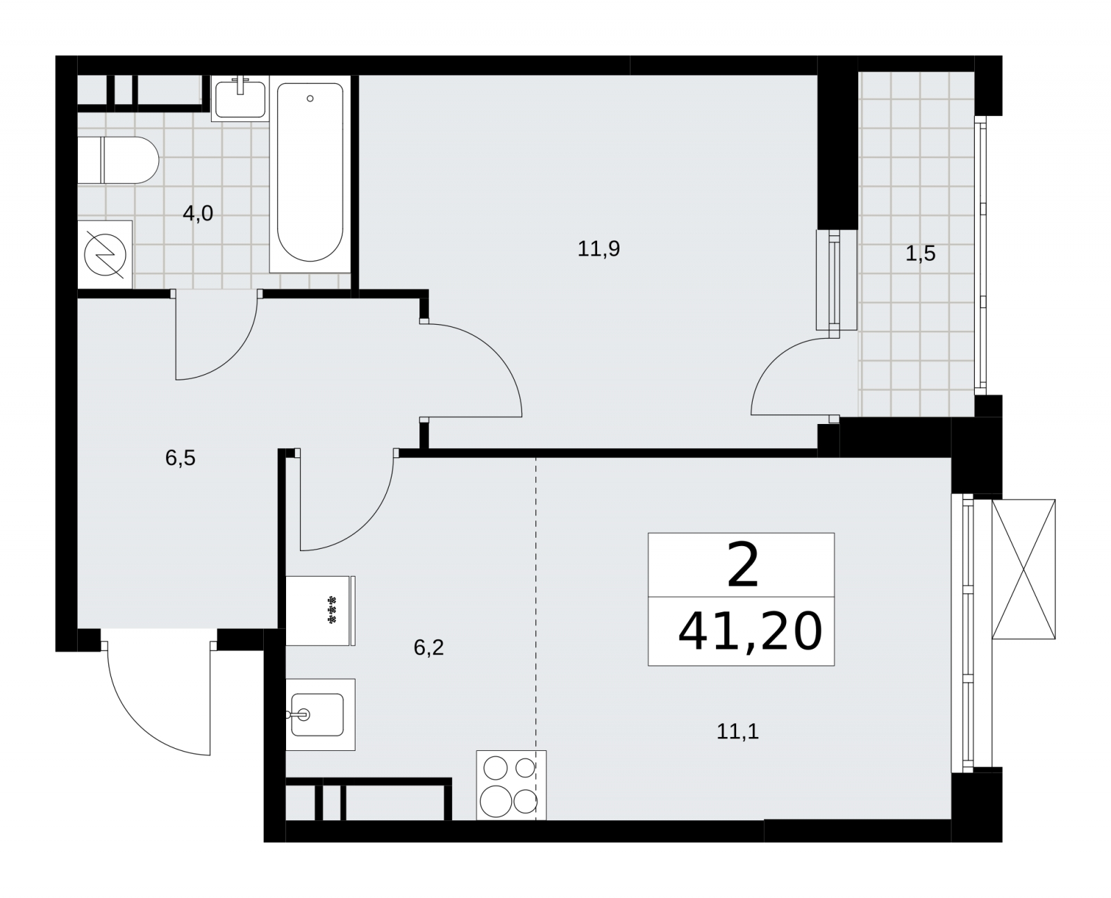 1-комнатная квартира в ЖК Скандинавия на 12 этаже в 1 секции. Сдача в 3 кв. 2025 г.