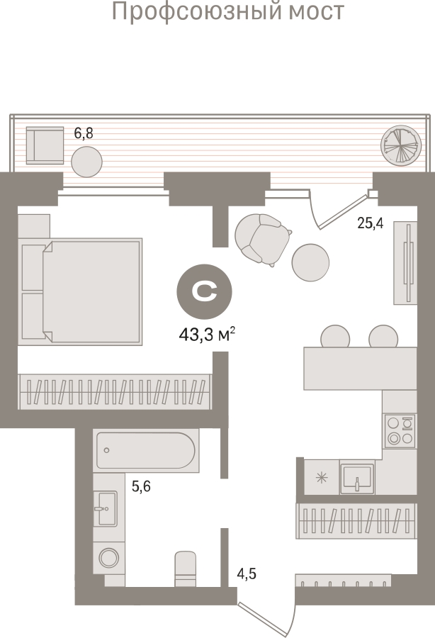 1-комнатная квартира с отделкой в ЖК Большая Академическая 85 на 9 этаже в 1 секции. Сдача в 4 кв. 2023 г.