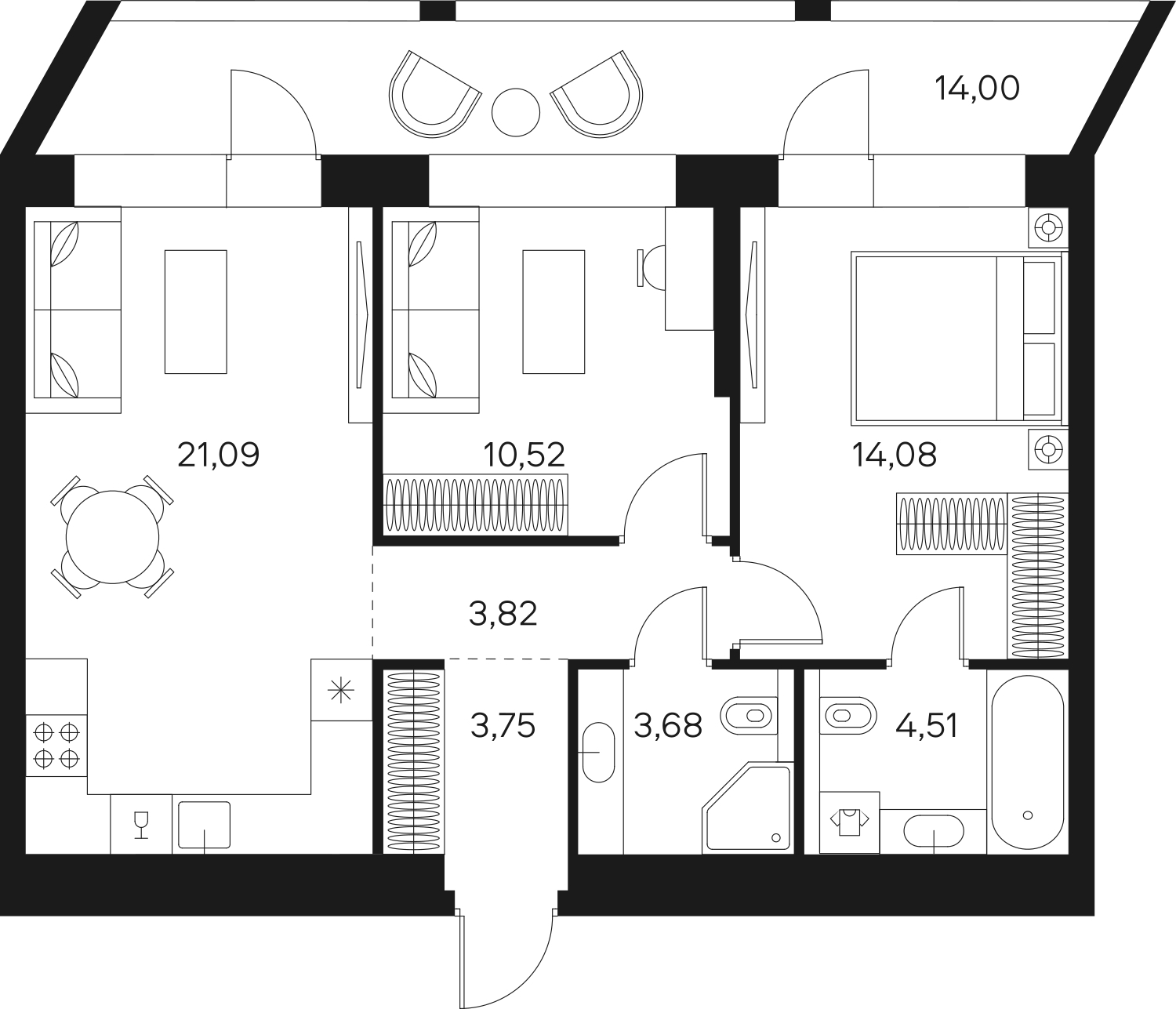 2-комнатная квартира с отделкой в ЖК Речной порт на 7 этаже в 1 секции. Сдача в 3 кв. 2025 г.