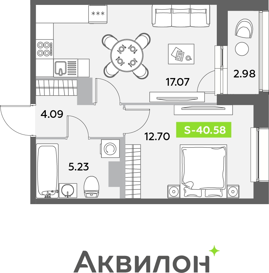 2-комнатная квартира в ЖК FØRST на 9 этаже в 1 секции. Сдача в 4 кв. 2024 г.
