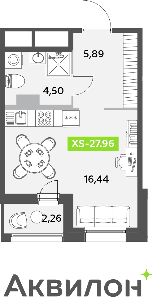 2-комнатная квартира в ЖК М_5 на 19 этаже в 1 секции. Сдача в 2 кв. 2025 г.