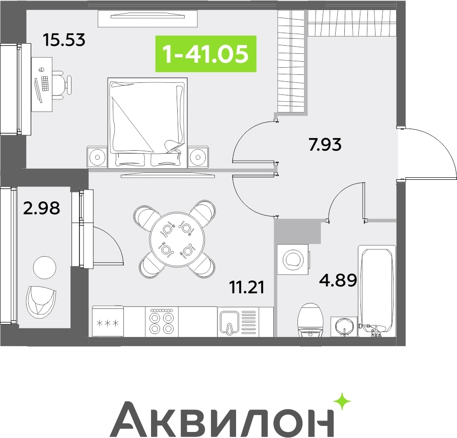1-комнатная квартира в ЖК М_5 на 20 этаже в 1 секции. Сдача в 3 кв. 2025 г.