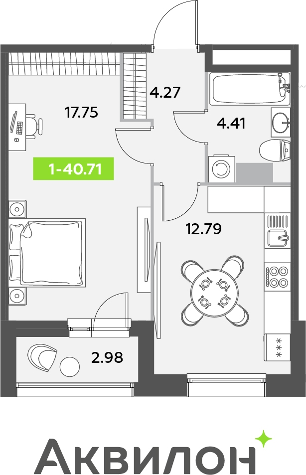 2-комнатная квартира с отделкой в ЖК Аквилон Leaves на 8 этаже в 1 секции. Сдача в 4 кв. 2024 г.