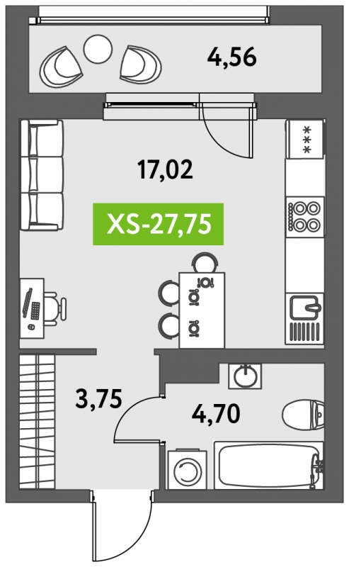 3-комнатная квартира с отделкой в ЖК URAL на 12 этаже в 1 секции. Сдача в 4 кв. 2024 г.