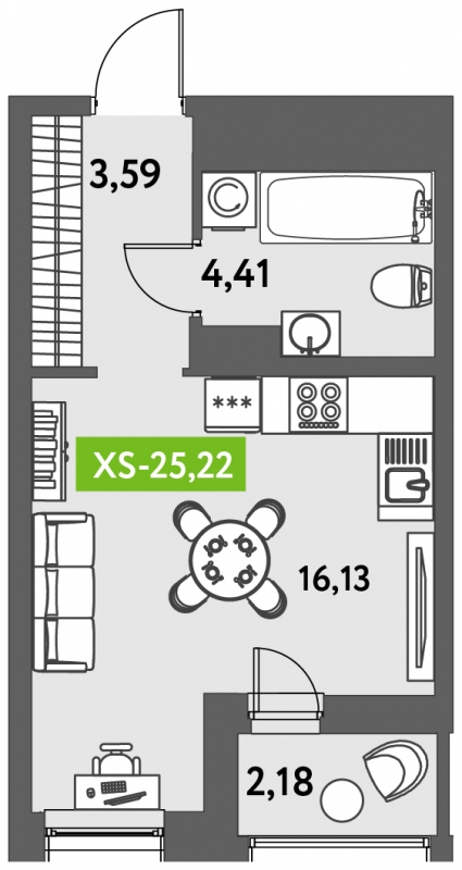 2-комнатная квартира в ЖК М_5 на 5 этаже в 1 секции. Сдача в 3 кв. 2025 г.