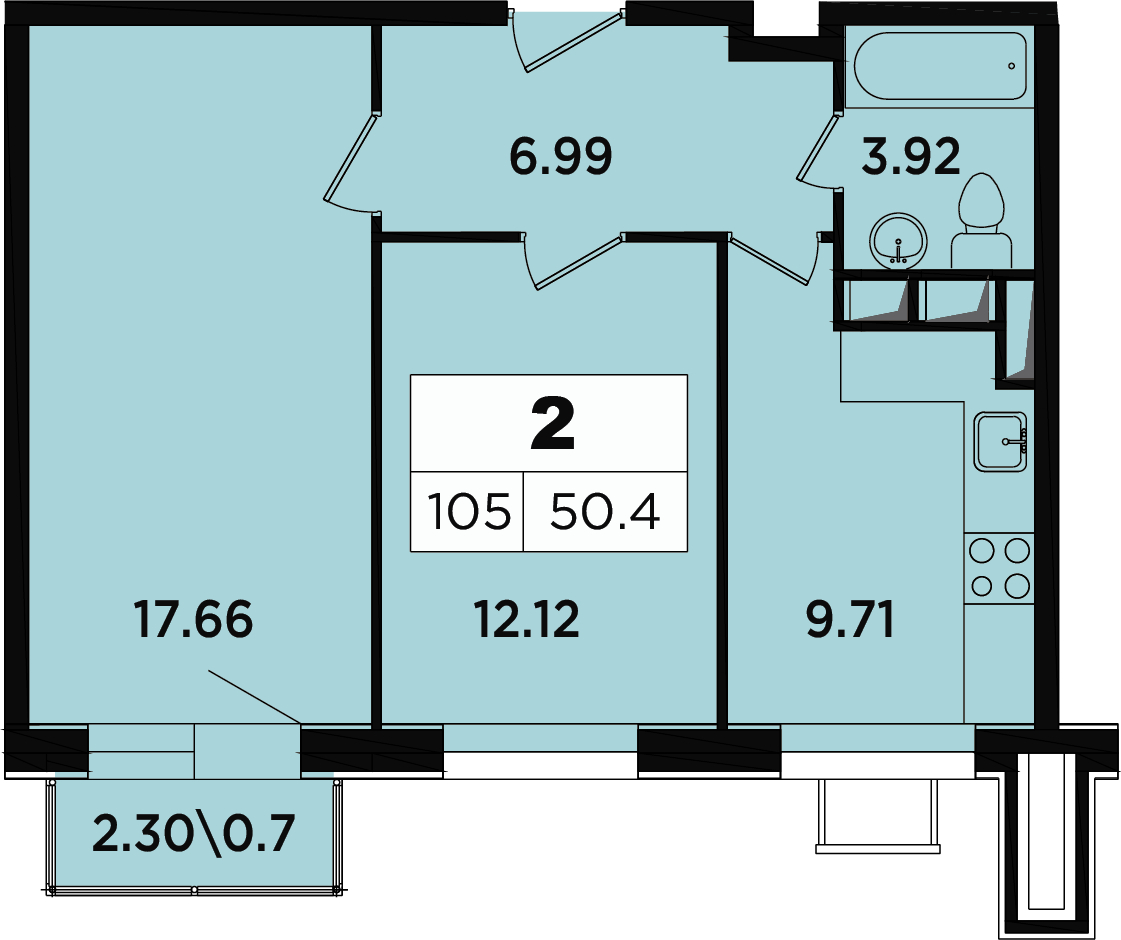 1-комнатная квартира (Студия) в мкр. Новое Медведково на 11 этаже в 3 секции. Сдача в 4 кв. 2023 г.