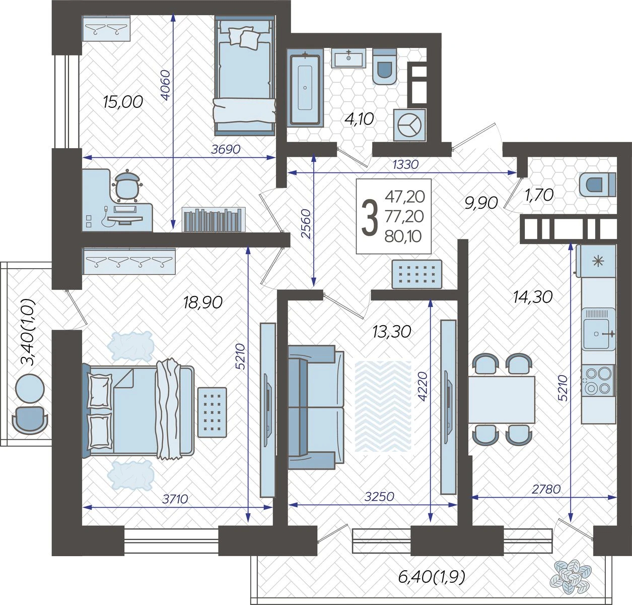 1-комнатная квартира с отделкой в ЖК Аквилон Leaves на 11 этаже в 1 секции. Сдача в 4 кв. 2024 г.