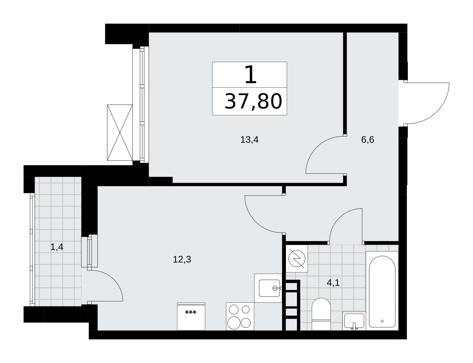 1-комнатная квартира (Студия) с отделкой в ЖК Скандинавия на 7 этаже в 1 секции. Сдача в 4 кв. 2025 г.