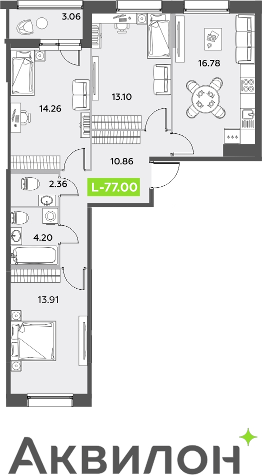 1-комнатная квартира с отделкой в ЖК Аквилон Leaves на 8 этаже в 1 секции. Сдача в 4 кв. 2024 г.